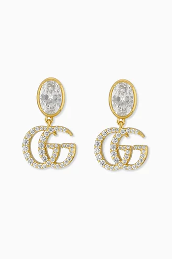 GG Marmont Crystal Drop Earrings in Brass