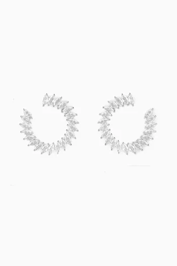 أقراط بشكل حرف C مرصعة بأحجار ماركيز مائلة نحاس مطلي روديوم