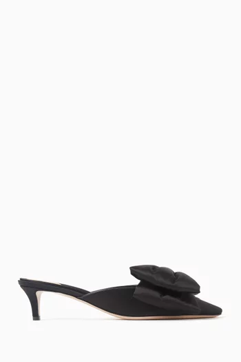 Yolande 45 Bow Mules in Silk Satin