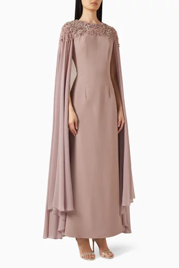 Bead-embellished Mermaid Gown in Crepe
