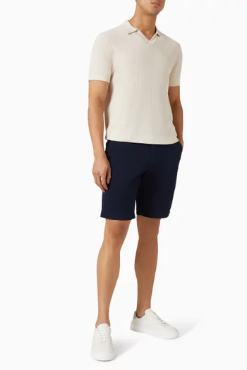 Honeycomb Textured Polo Shirt in Cotton & Lyocell