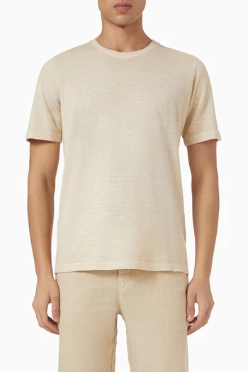 Regular Fit Crewneck T-shirt in Linen