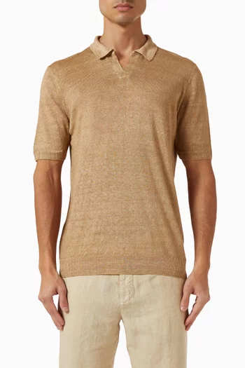 Knit Polo Shirt in Linen