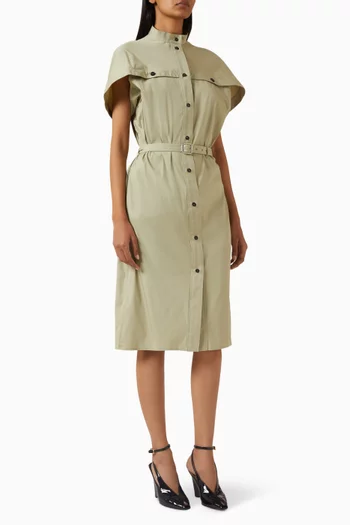 Belted Shirtdress in Cotton Poplin
