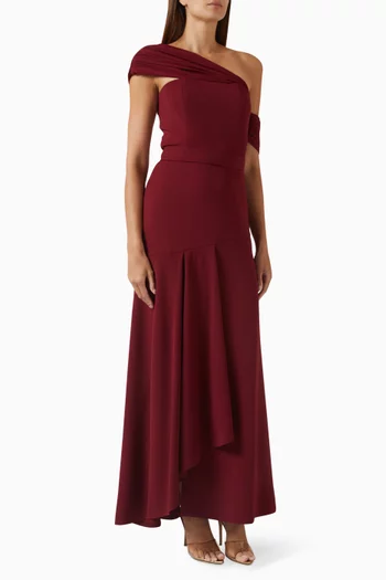 One-shoulder Dress in Knit Crepe