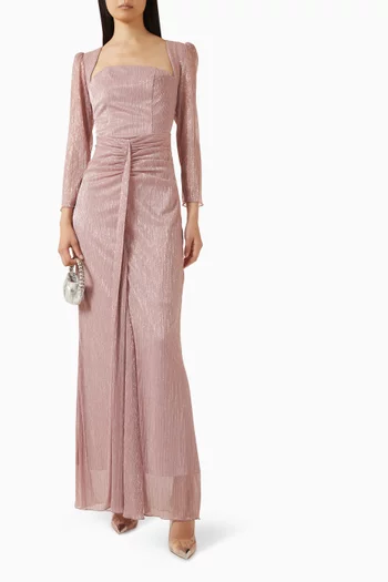 Ruched Dress in Lurex Knit Mesh