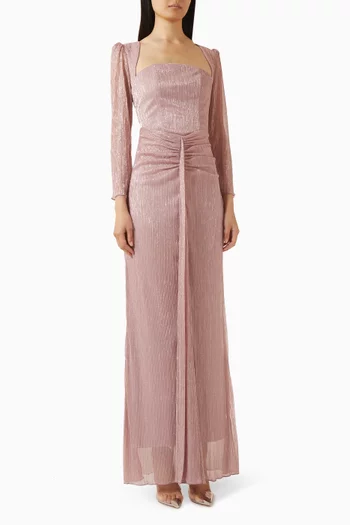 Ruched Dress in Lurex Knit Mesh
