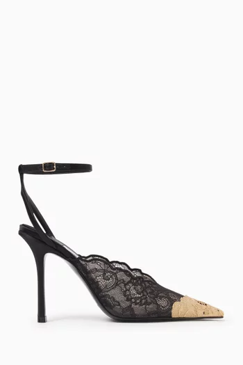 Faiz 100 Lace Pumps with Metal Lace Detail