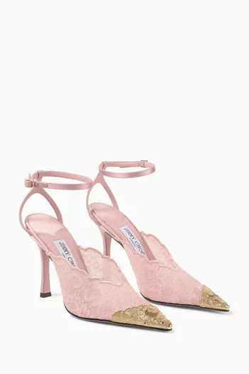 Faiz 100 Pumps in Lace & Satin