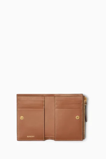 Small Check Bi-fold Wallet in Coated Canvas