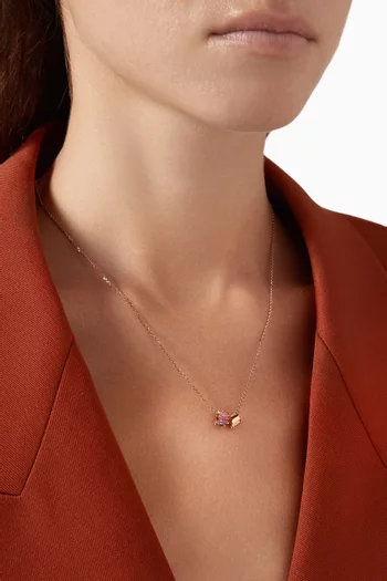 Infinite Rainbow Sapphire & Golden Rondelle Pendant in 18kt Rose Gold