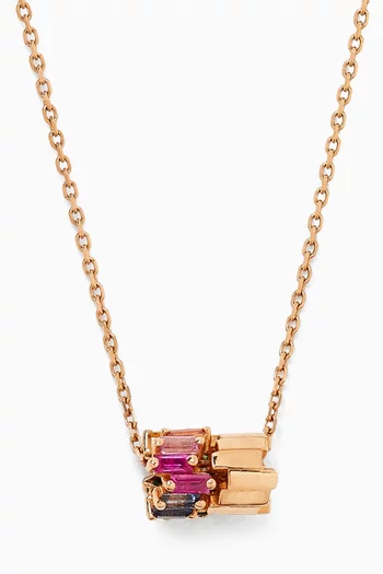 Infinite Rainbow Sapphire & Golden Rondelle Pendant in 18kt Rose Gold