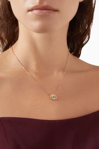 Evil Eye Mini Emerald Pendant in 18kt Yellow Gold