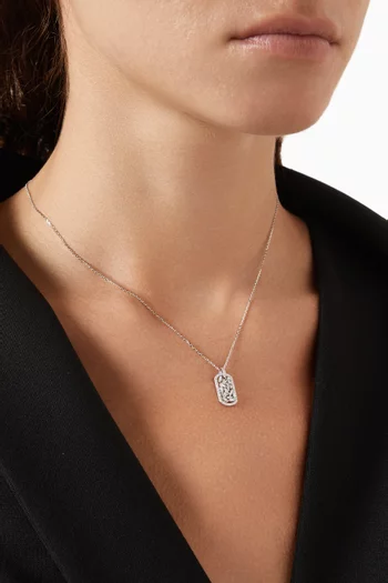 Classic Diamond Small Dog Tag Pendant in 18kt White Gold