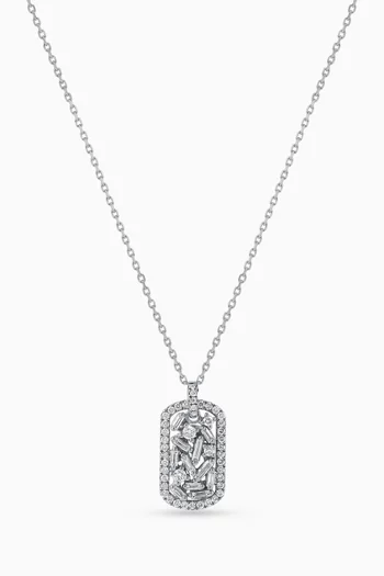 Classic Diamond Small Dog Tag Pendant in 18kt White Gold