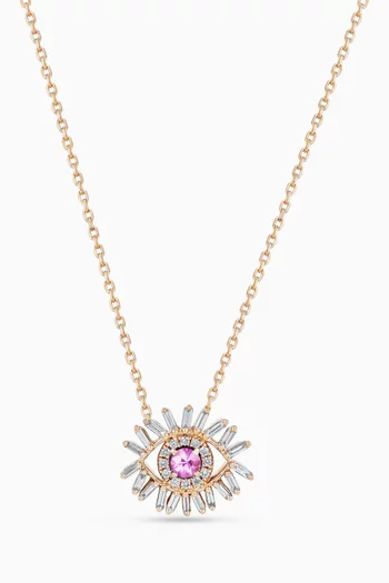 Evil Eye Mini Pink Sapphire Pendant in 18kt Rose Gold