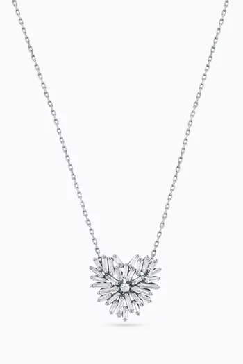 Classic Diamond Small Heart Pendant in 18kt White Gold