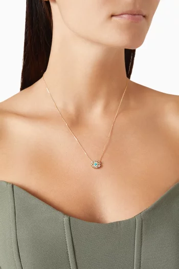Evil Eye Mini Turquoise Pendant in 18kt Yellow Gold