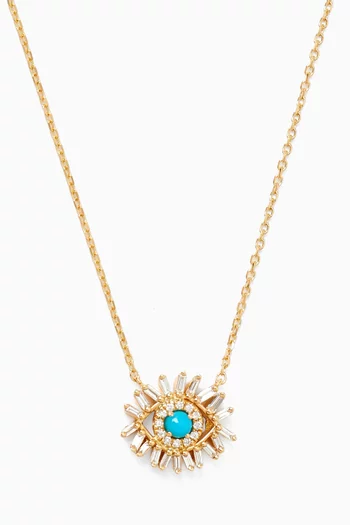 Evil Eye Mini Turquoise Pendant in 18kt Yellow Gold