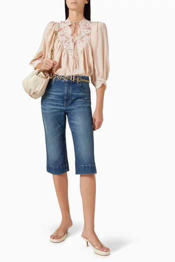 Lace-trim Blouse in Silk