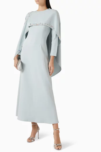 Embellished Cape Gown in Crepe