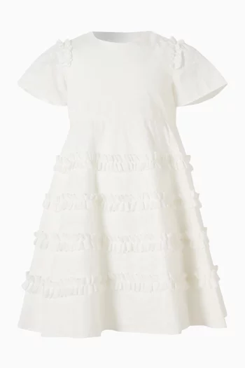 Ruffled-trim Dress in Cotton Poplin