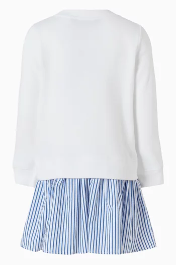 Striped Crewneck T-shirt Dress in Cotton
