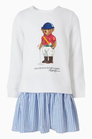 Striped Crewneck T-shirt Dress in Cotton