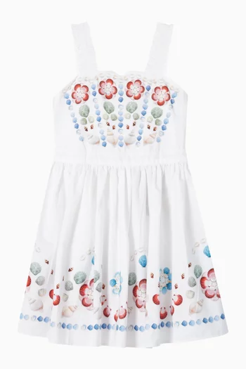 Chelley Flower Shell Dress in Organic Cotton-weave