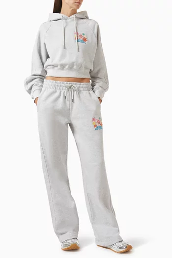 Embroidered Cropped Hoodie in Cotton