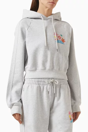 Embroidered Cropped Hoodie in Cotton