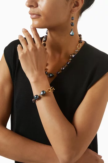 Pearl Beaded Bracelet in Brass