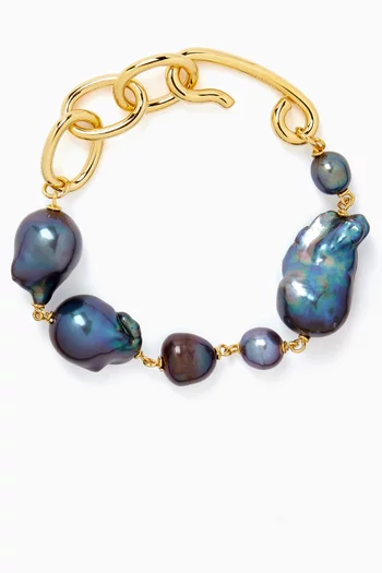 Pearl Beaded Bracelet in Brass