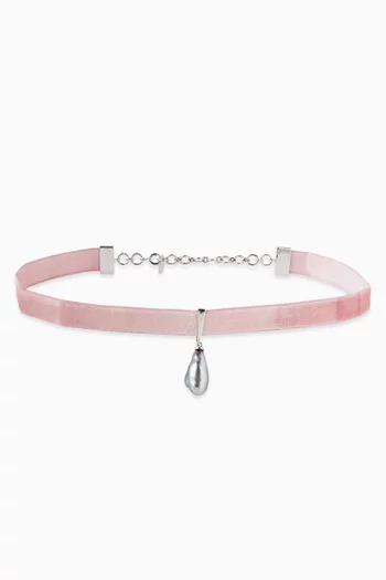 Keshi Pearl Drop Choker in Velvet