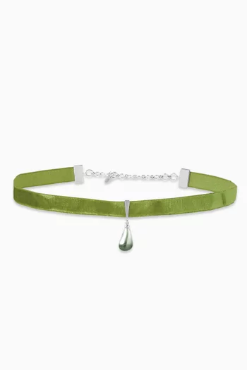 Keshi Pearl Drop Choker in Velvet