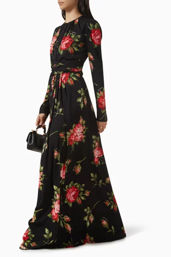 Rose Bouquet-print Maxi Dress