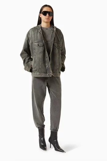 جاكيت غوثيك بغطاء رأس دينم بلون باهت