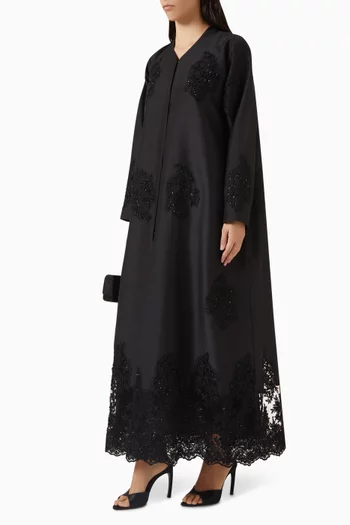 Bead-embellished Lace Panel Abaya