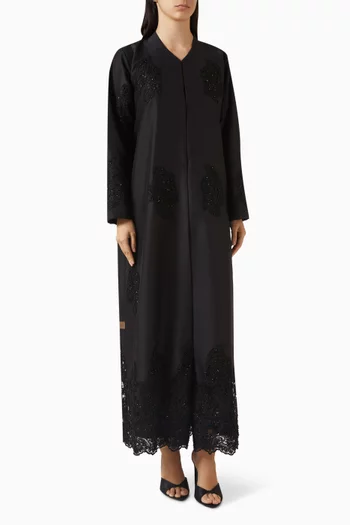 Bead-embellished Lace Panel Abaya