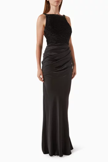 Embellished Gown in Satin & Tulle