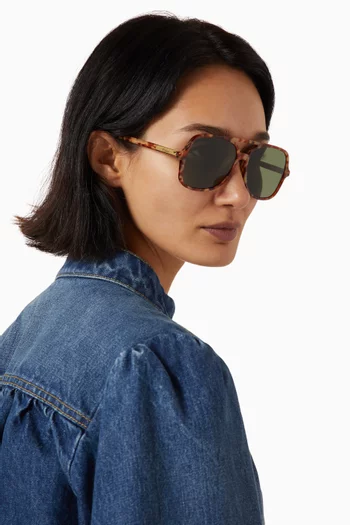 Oversized Aviator Sunglasses in Acetate