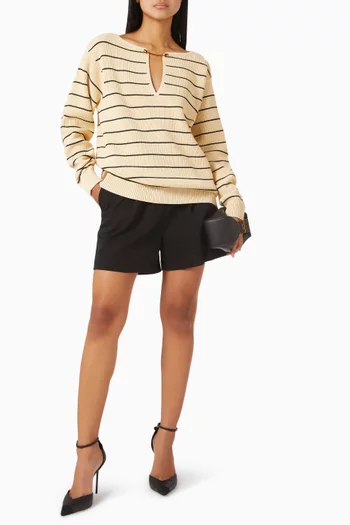 Striped Sweater in Viscose-knit