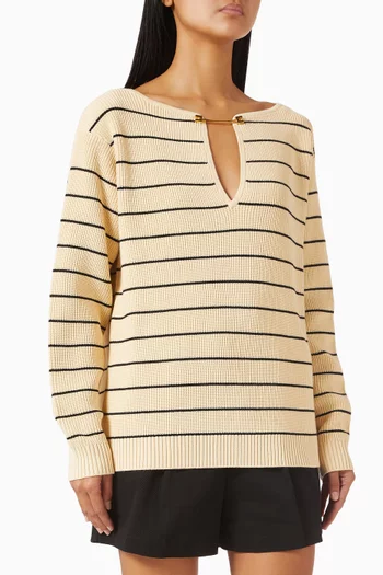 Striped Sweater in Viscose-knit
