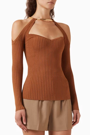 Off-shoulder Jewel Sweater in Knit