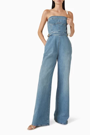 Corset Belted Jumpsuit in Denim