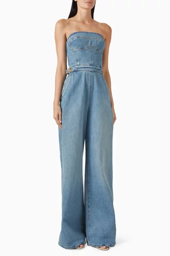 Corset Belted Jumpsuit in Denim