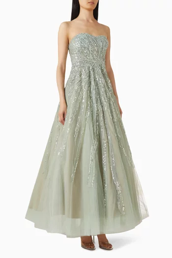 Sequin-embellished Ball Gown in Mesh