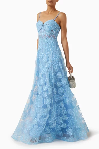 Sweetheart Floral A-line Gown