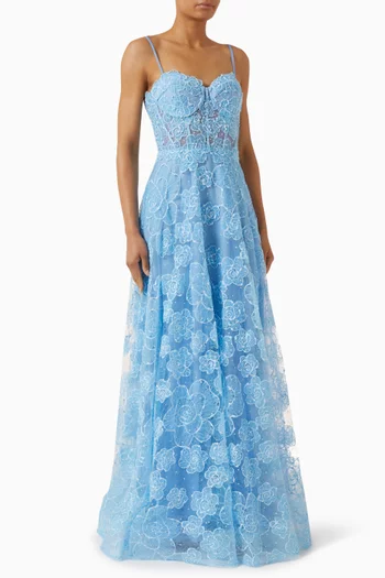 Sweetheart Floral A-line Gown