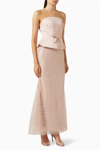 Strapless Embellished Gown in Satin